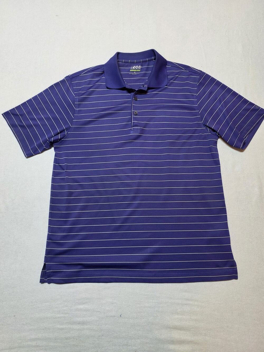 Izod Performance Golf Mens Size M Polo Short Sleeve Shirt Purple With White...